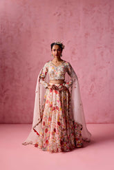 COLOURFUL FLORAL GARDEN PRINT LEHANGA SET